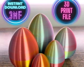 Snap-Together Decorative Easter Egg Set – 3D Print File • Set of 5 Sizes • DIGITAL DOWNLOAD
