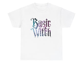 Camiseta básica de algodão grosso unissex engraçada e assustadora de Halloween da bruxa