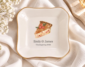 Personalized Thanksgiving Jewelry Dish, First Thanksgiving Married Gift, Custom Couple Ring Dish, Newlywed Gift, Thanksgiving Keepsake