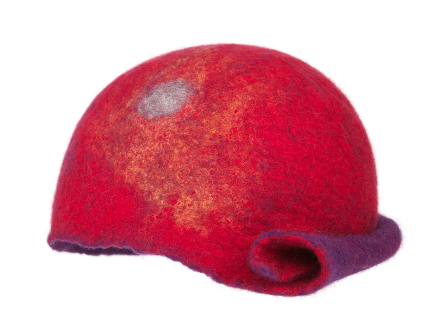 ARTISAN Handcrafted Felt Wool Hat Cap Swirl Pattern Lagenlook Artsy Fiber Lilac Wool Felt Capeline - Purple Millinery Hat Supply & HandMade  main image 2
