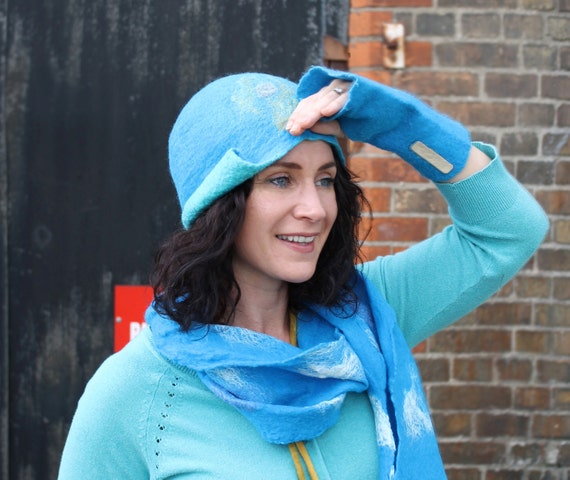 Blue Silk and Wool Handmade Hat Funny Kids Silk Merino Wool Hat With Ears Funny Blue Hat  main image 2