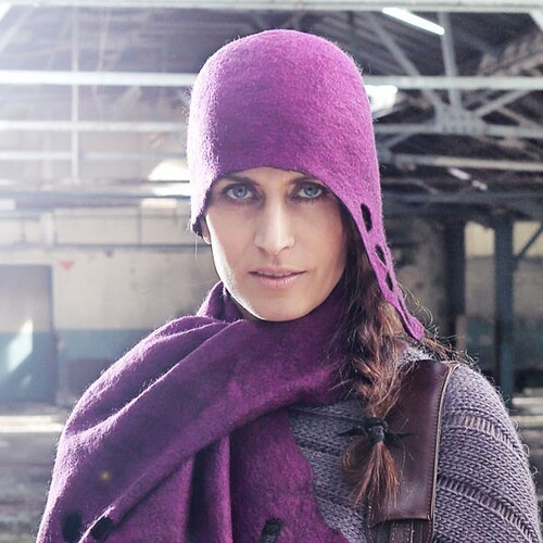 Felt Hat Handmade- Swirl Hat- Wool and Silk Swirl Hat for  display picture 1