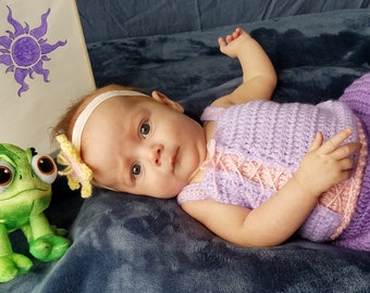 crochet Disney's 'Rapunzel' inspired princess dress- sizes newborn-12months