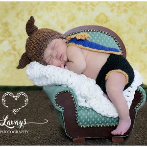 crochet 'The Beast' inpired 3piece set size newborn-12months image 1