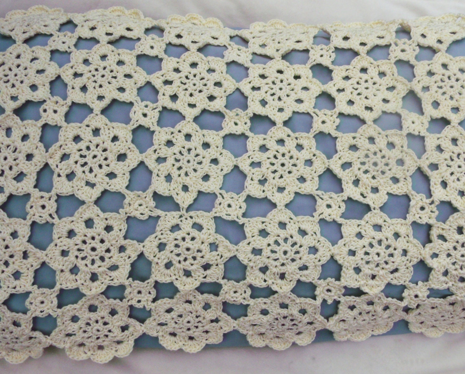 Crochet photo prop Cream Doily Blanket and headband set size Etsy