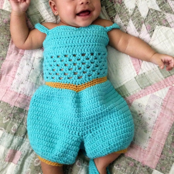 crochet Disney's 'Jasmine' inspired princess jumper with slippers- size newborn-12months