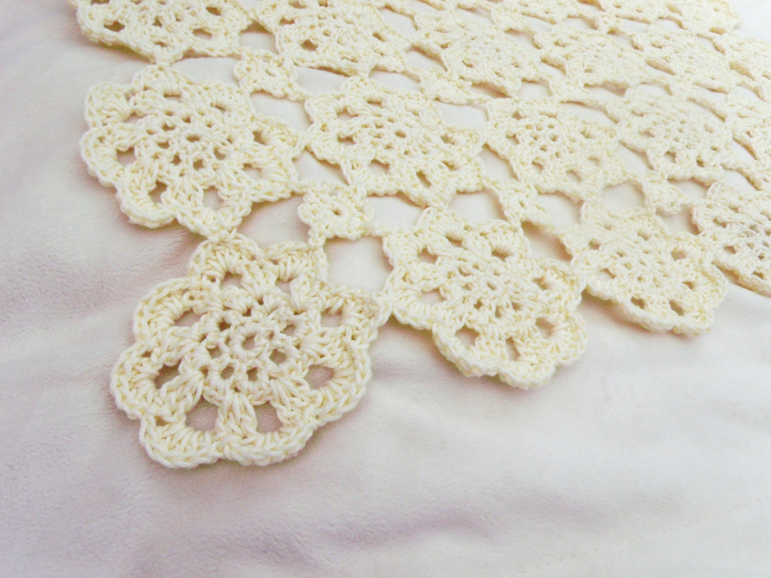 Crochet photo prop Cream Doily Blanket and headband set size Etsy