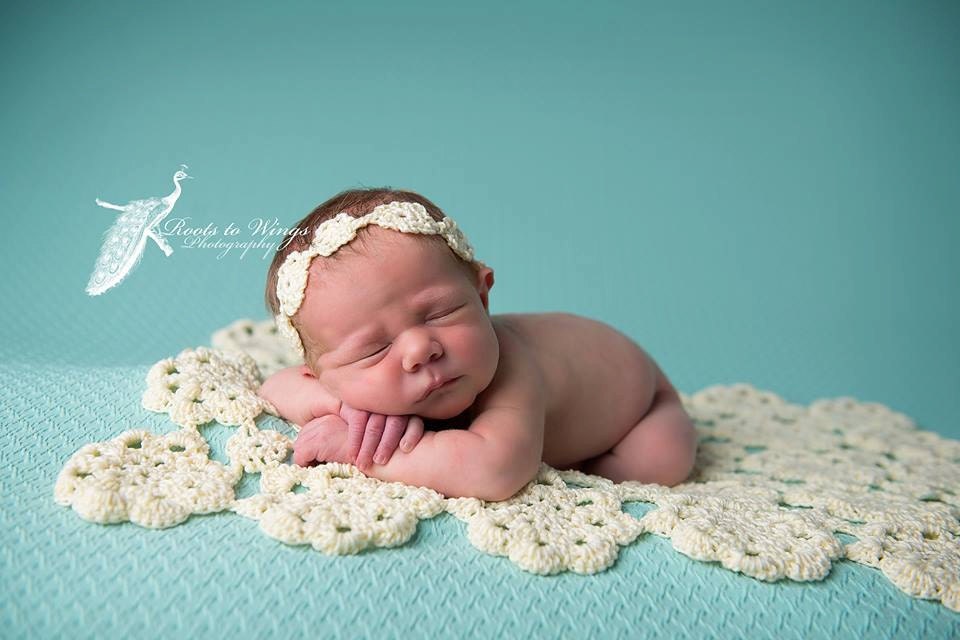 Crochet photo prop Cream Doily Blanket and headband set size Etsy