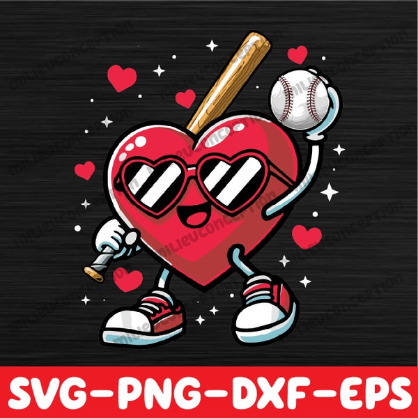 Funny Valentines Day Heart Playing Baseball Boys Girls Kids Svg, Heart Valentine Baseball Svg, Baseball Player Life Svg
