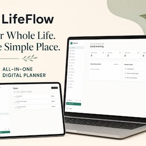LifeFlow Browser Planner App | Tasks, Calendar, Finances, Habits & Wellness | Digital Download