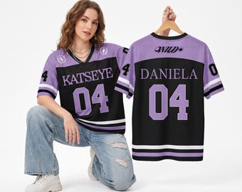 Custom Purple KATSEYE Jersey K-POP Concert Tour Shirt, Personalized Name Number Jersey Tricot Shirts Purple Pink Teal