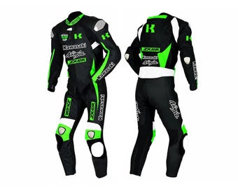 Traje de cuero para motociclista Kawasaki Ninja ZX-10R para hombre / Equipo de protección para motociclistas