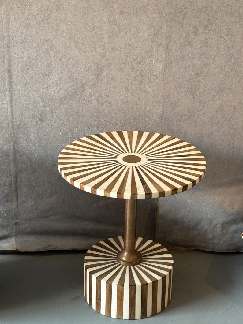Handmade Moroccan Round Table | Wood Resin and Copper | Unique Home ...