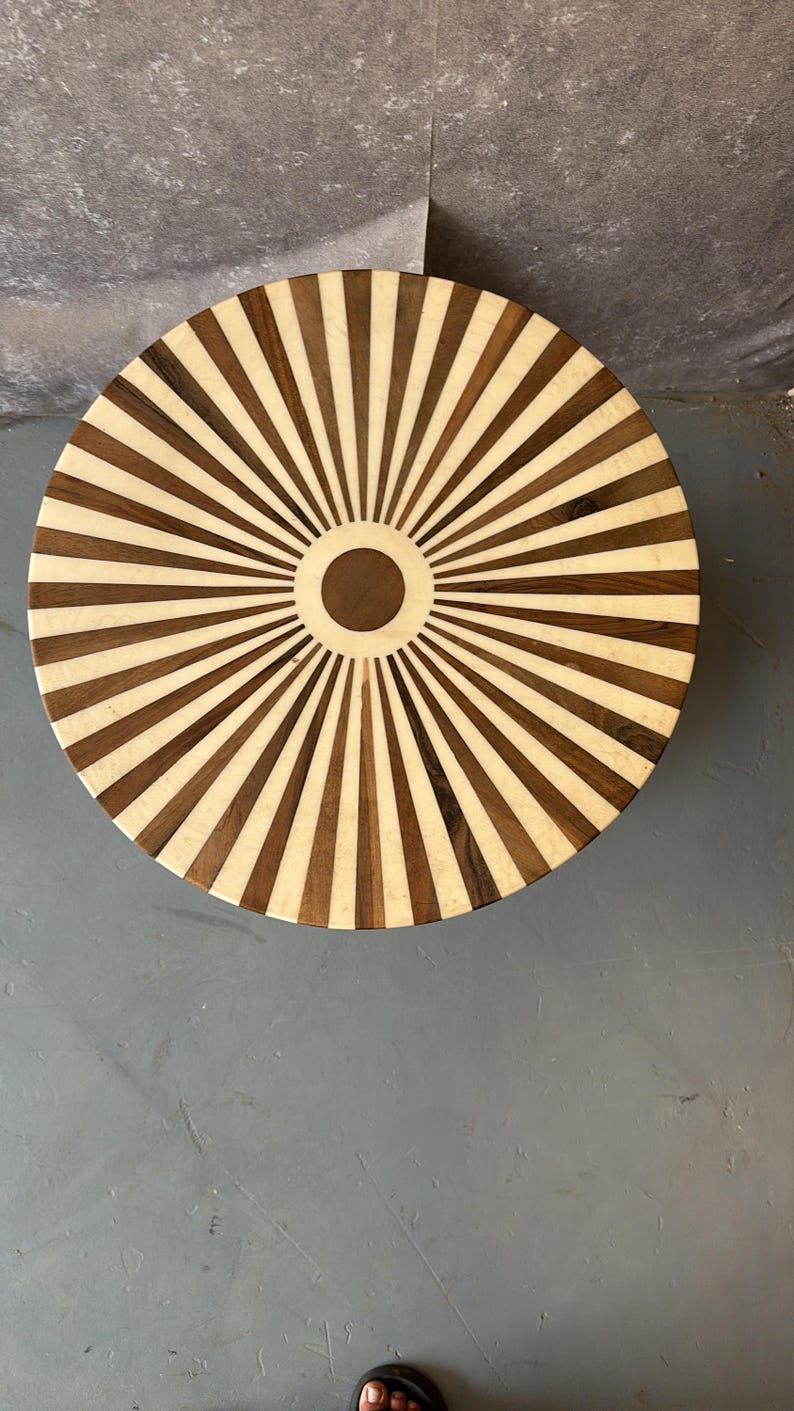Handmade Moroccan Round Table | Wood Resin and Copper | Unique Home ...