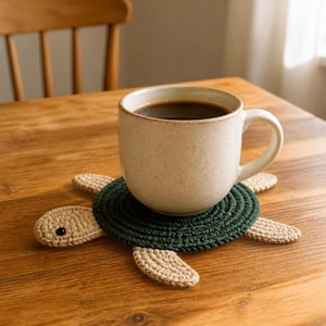 Sea Turtle Crochet Pattern, 9.5 cm Coaster PDF with Photo Tutorial