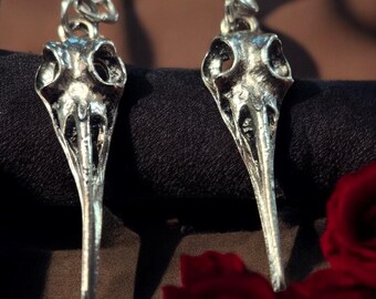 Detailed crow charm earrings stainless steel earwires.