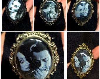 Gothic cameo ring. You choose image. Addams family and the munsters
