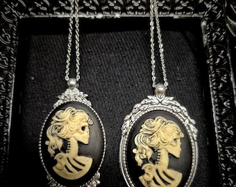 Gothic skeleton woman cameo. Modern victorian.Multiple size and color options.