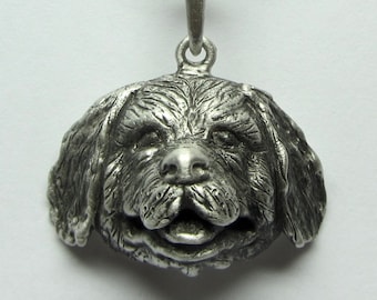 Newfoundland pendant, sterling silver, hand-carved, silver chain.