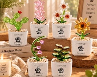 Personalized Pet Memorial Planter, Custom Dog Cat Loss Gift, Ceramic Succulent Pot With Paw Print Keepsake, Sympathy Gift For Pet Lovers