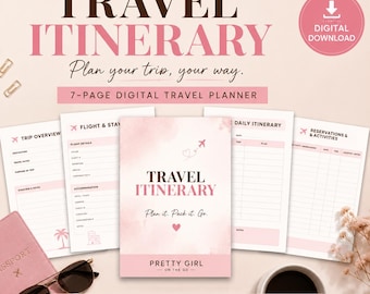 Agenda di viaggio di 7 pagine / Organizzatore di vacanze stampabile (download digitale)