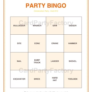 Construction Birthday Bingo, Printable Kids Party Games Kit with Invitations, Banner, Charades and Scavenger Hunt image 7