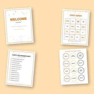 Construction Birthday Bingo, Printable Kids Party Games Kit with Invitations, Banner, Charades and Scavenger Hunt image 3