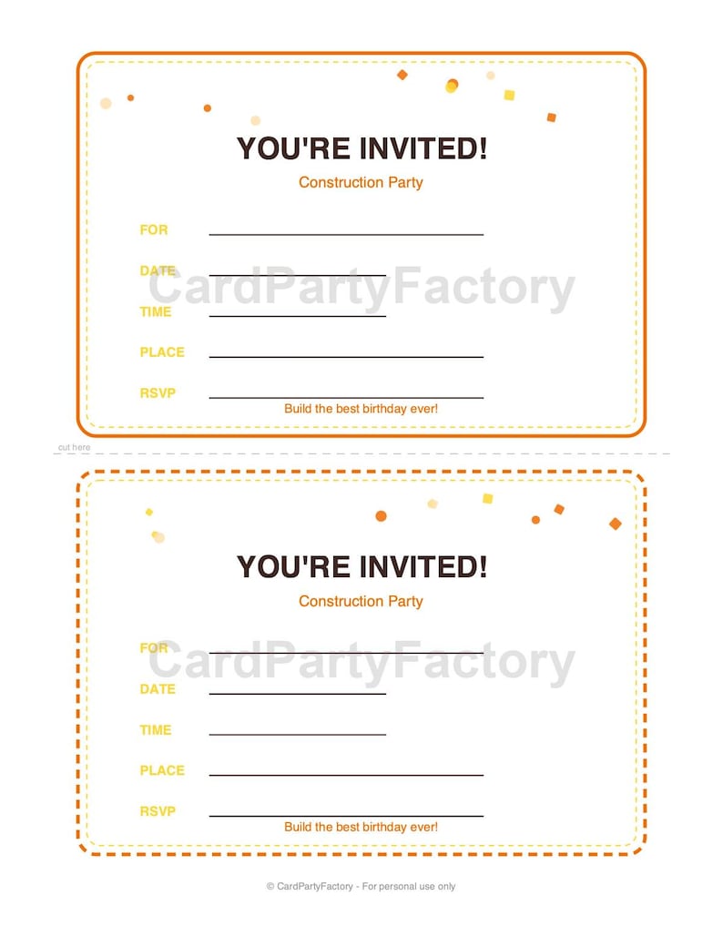 Construction Birthday Bingo, Printable Kids Party Games Kit with Invitations, Banner, Charades and Scavenger Hunt image 5