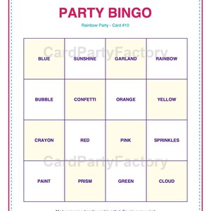 Rainbow Birthday Bingo, Printable Kids Party Games Kit with Invitations, Banner, Charades and Scavenger Hunt image 7