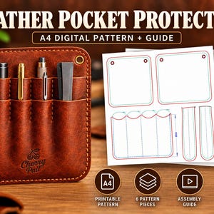 Leder Taschenprotektor Schnittmuster PDF, Leder Nähmuster, Taschen Organizer Vorlage, Digitales Ledermuster, Sofortdownload