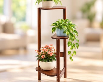 Bamboo 3 Tier Plant Stand Indoor Outdoor Corner Shelf Flower Pot Display Rack