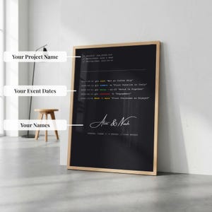 Personalized Git Commit Poster | Developer Gift | IT Relationship Story Wall Art | Programmer Decor image 4