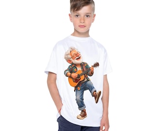 ENIGO®オリジナル - 個性的なギタリストのキッズスポーツジャージ | おもしろくてカラフルなキャラクターTシャツ