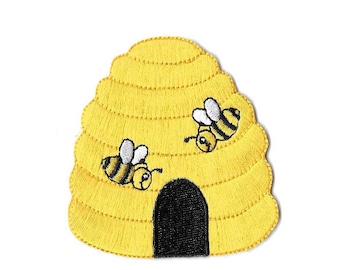 Beehive - Bumblebee - Bumble Bee - Bee - Honey - Embroidered Iron On Applique Patch