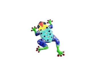 Frog Childrens Soft Felt//Embroidered Iron On Applique Patch Set Of 2 SMALL
