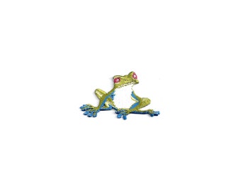 ID 0003 Colorful Frog Shiny Blue Speak No Evil Patch Embroidered IronOn Applique