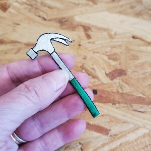 Hammer - Hand Tool - Carpenter - Mechanic - Embroidered Iron On Patch - Crafts - GR