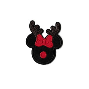 Minnie Mouse - Christmas - Reindeer - Embroidered Iron On Applique Patch