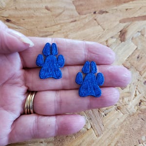 Paw Prints - School - Royal Blue - Embroidered Iron On Patch - 2 SMALL 1&quot; - Crafts