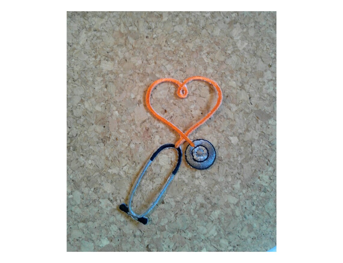 Embroidered Orange Stethoscope Iron on Applique Patch Etsy