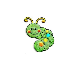 Caterpillar - Insects - Childrens Design - Baby - Polka Dots - Iron On Applique Patch