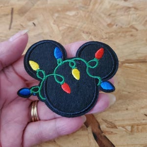 Mickey Mouse - Christmas Lights - Crafts - Embroidered Iron On Applique Patch