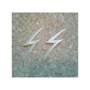 Lightning Bolts - Bolt - School - Logo - Embroidered Silver Metallic - Iron On Applique Patch - Crafts - 2PCS