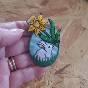 Bunny - Rabbit - Easter Egg - Lily - Embroidered/Sequin Iron On Applique Patch
