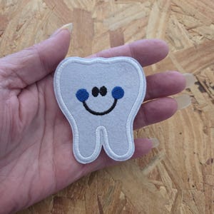 Tooth - Teeth - Dentist - Dental Hygienist - Orthodontist - Embroidered Iron On Patch - Crafts