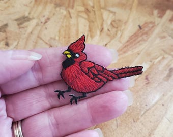 Cardinal - Bird - Birds - Northern - Bird Watching - Embroidered Iron On Applique Patch - SM