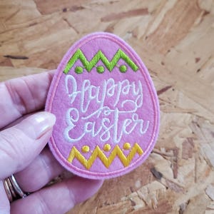 Happy Easter - Egg Hunt - Egg Decorating - Embroidered Iron On Patch - PK - Easter Crafts