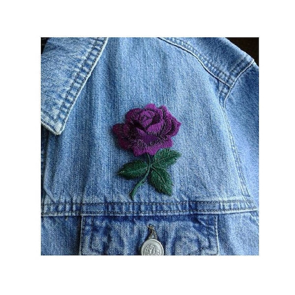 Purple Rose Pin Brooch - Flower -Gardening - Spring - Embroidered - Theme Jewlery