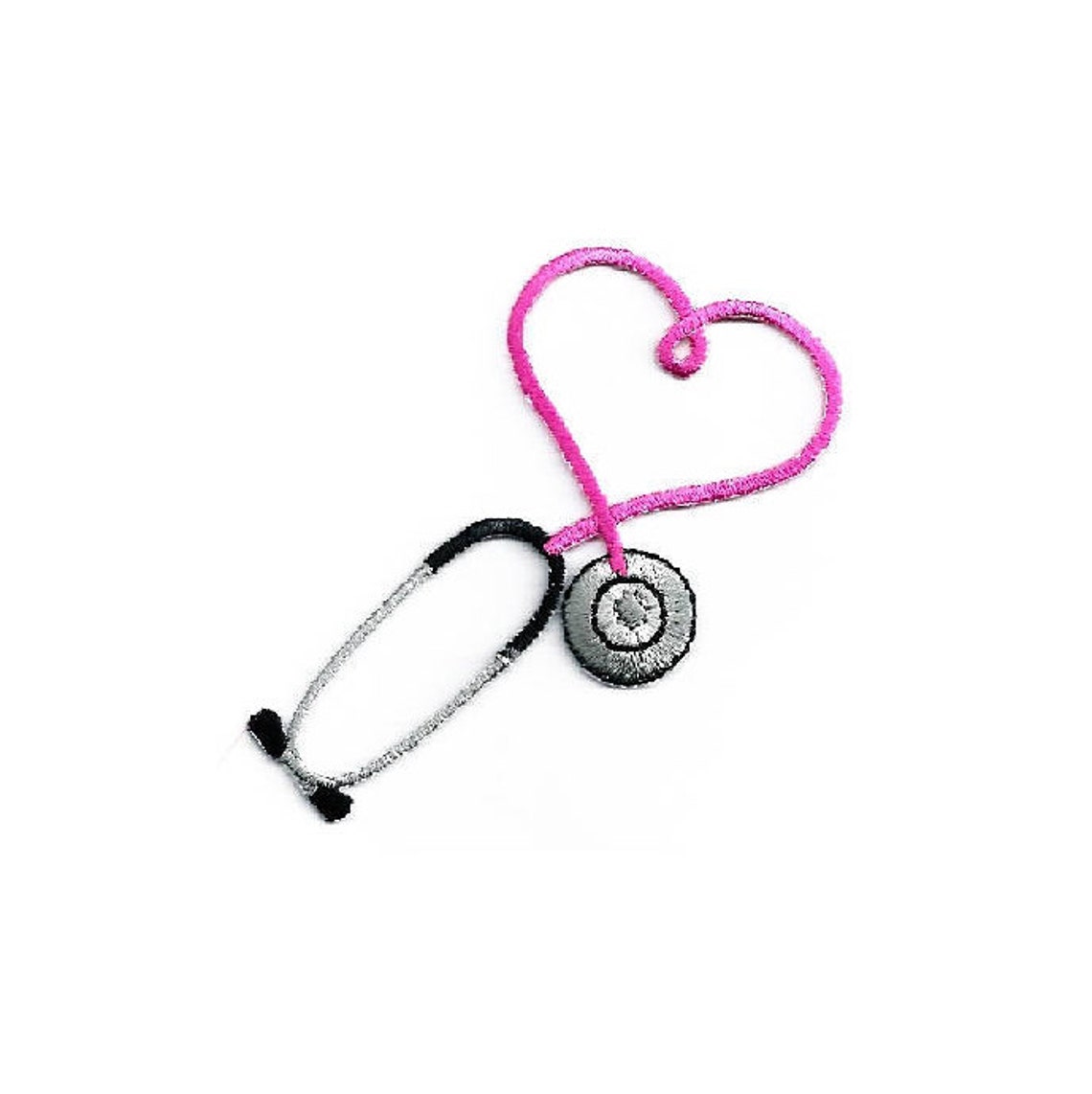 Embroidered Fuchsia Pink Stethoscope Iron on Applique Patch Etsy