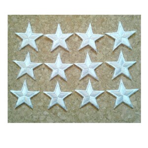Set of 10, 1-5/8 Black 5-point Stars, Embroidered, Iron on Patch 